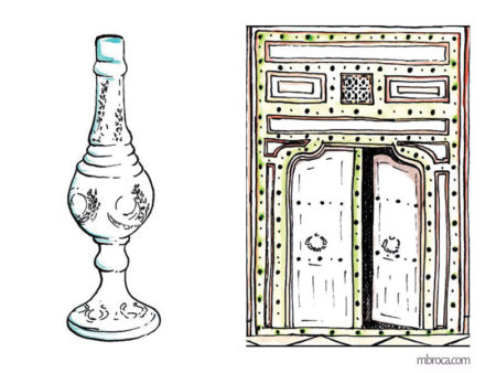 Publications, La belle Génoise, M.T. Buhagiar, M.Broca.Aspersoir à parfum et porte de harem, encres.
