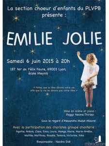 affiche pour un concert sur les chants d'emilie Jolie.