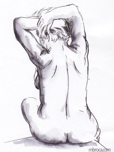 femme nue assise de dos