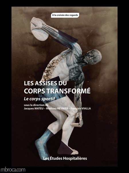 Publications, couverture d'un livre, les assises du corps transformé. Le discobole avec des gravures et des radios .