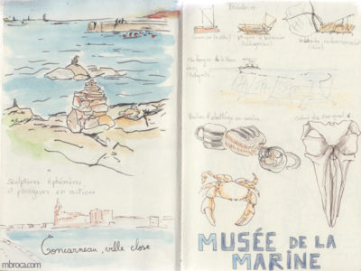 Carnet de voyage, mer et musée de la marine.