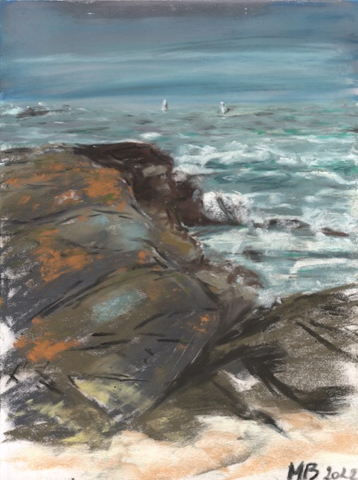 mer à Concarneau réalisé aux pastels secs par l'artiste m.Broca